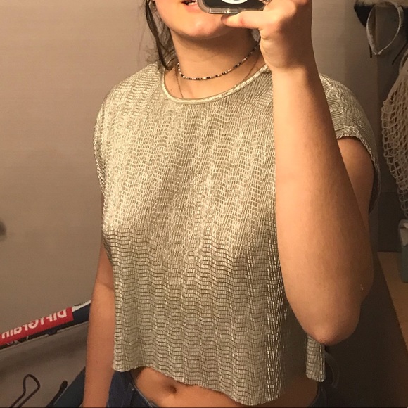 Vintage Cinched Sage Green Cropped Shirt - Picture 1 of 4